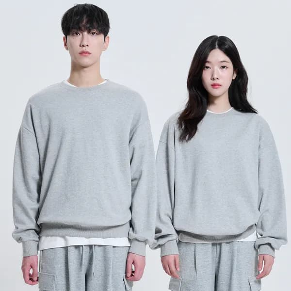 포슈어 오버핏 맨투맨 스웨트 셔츠 그레이 2XL