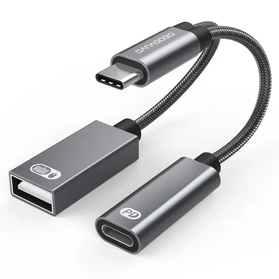 바라보고 USB C타입 OTG PD 60W 고속 충전 듀얼 젠더, TA2Q, 그레이, 1개