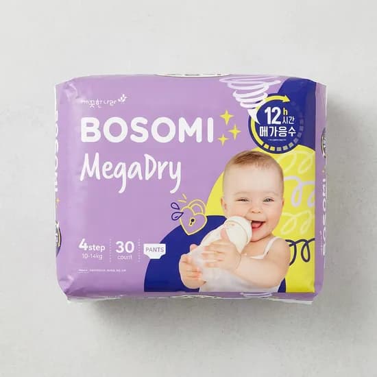 보솜이 메가드라이 팬티형 아기기저귀 점보형 공용 4팩