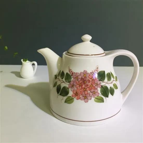 그리다공방 수국 핸드 페인팅 티포트 찻주전자, 750ml, 1개