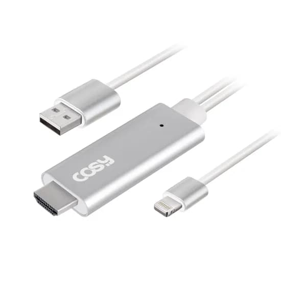 코시 라이트닝 8핀 HDMI 미러링 케이블, CK3293iP, 애플호환, 호환용, 2m, 실버, 1개