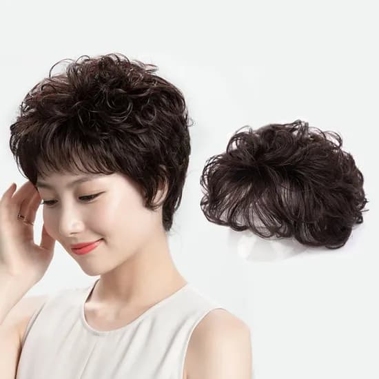 언니네가발 웨이브 정수리 부분가발, 다크브라운, 1개