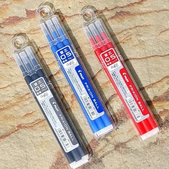 파일럿 프릭션 지워지는 0.5mm 단색 볼펜 리필심 9911967, 블랙, 3개입