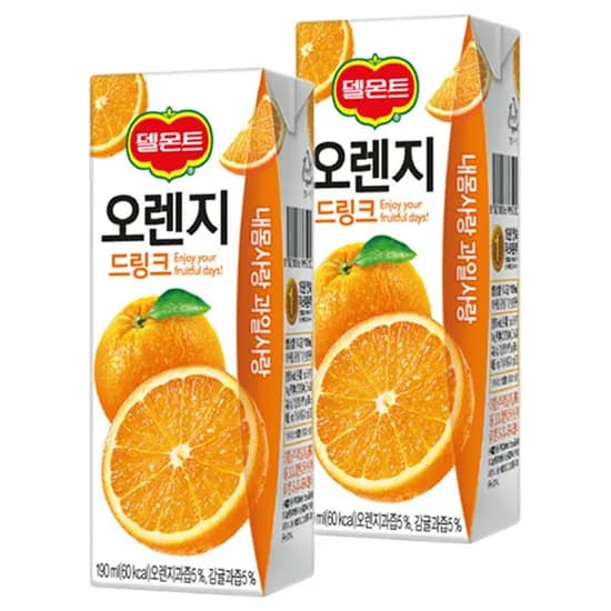 롯데 델몬트 오렌지 드링크 190ml 32개