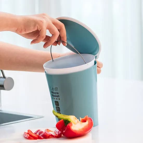플라팜 뚜껑있는 미니 리프 음식물 쓰레기통, 다크그레이, 1.2L, 1개