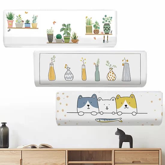 벽걸이에어컨 스판 커버 고양이가족 대형 92x30x24cm 1개