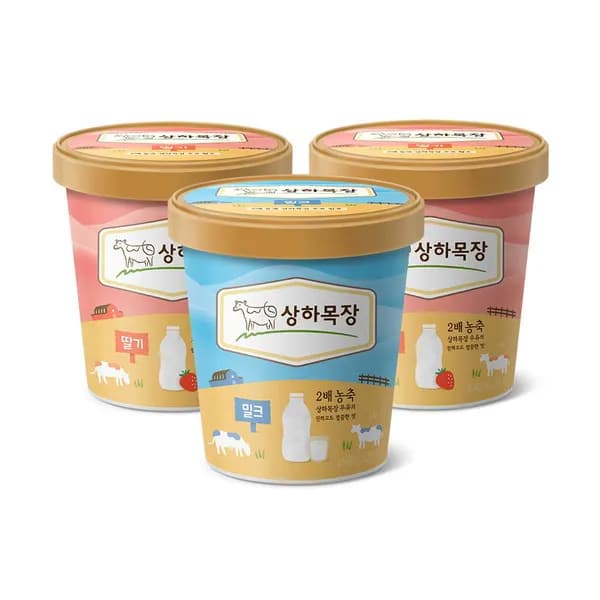 상하목장 아이스크림 딸기 474ml 2개 + 밀크 474ml 1개 29,900원