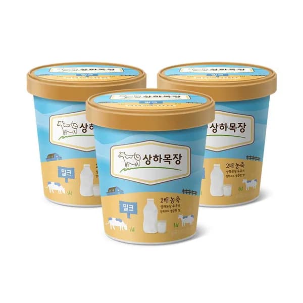 상하목장 아이스크림 밀크 474ml 3개