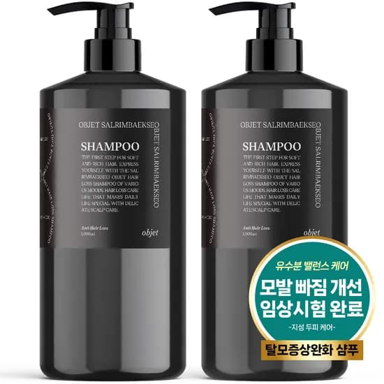 살림백서 오브제 지성 두피케어 약산성 탈모증상완화 샴푸 1L 2개