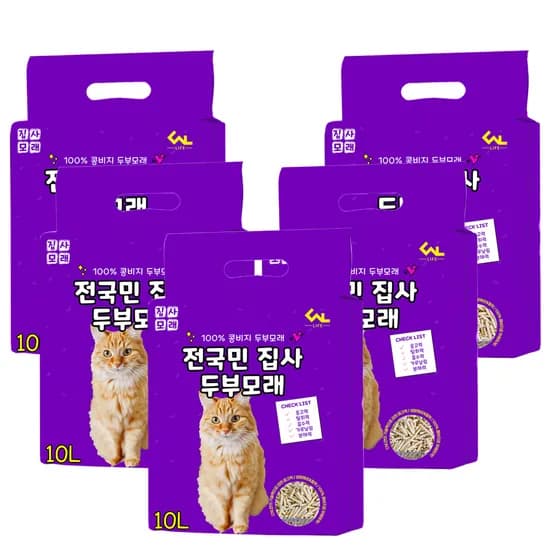 씨엔앨라이프 전국민 고양이 모래 집사 두부모래, 10L, 5개, 복숭아향