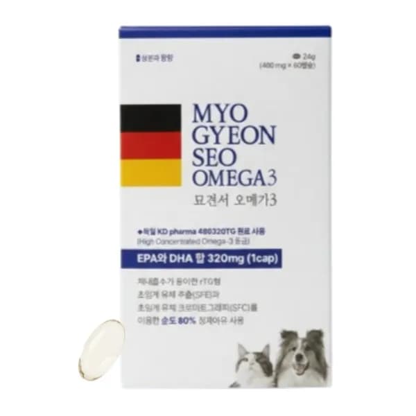 묘견서 강아지 고양이 오메가3 피부/피모 60캡슐 1박스