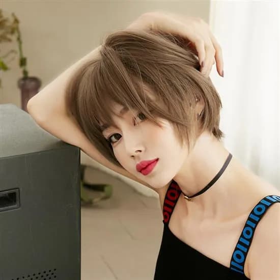 카밀라 볼륨펌 숏컷 통가발 여자가발, 쿨브라운, 29cm, 1개