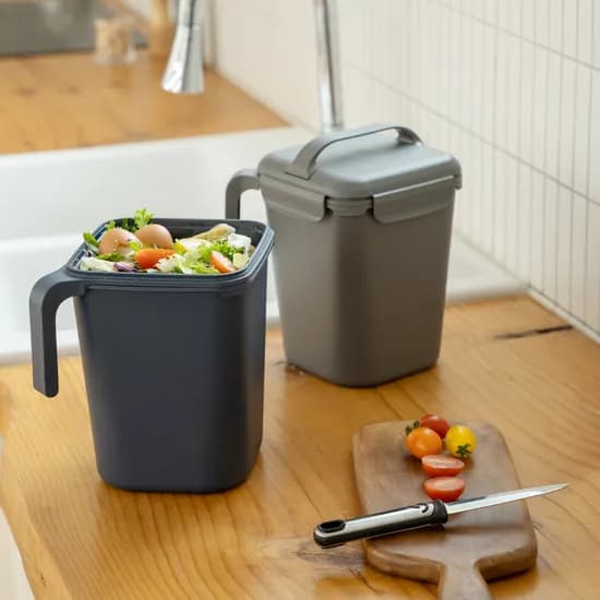 주방선생 손잡이 완벽밀폐 음식물쓰레기통, 그레이, 4.5L, 1개