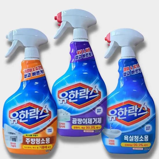 유한락스 곰팡이제거제 욕실청소용 600ml 3입 3개
