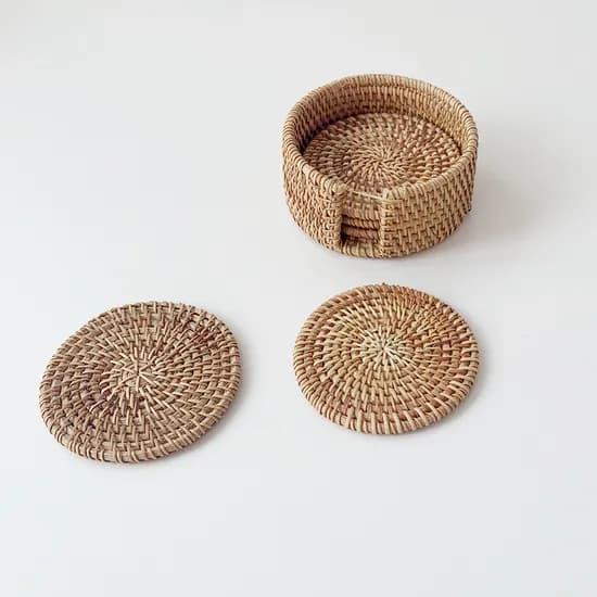 라탄 코스터, 10cm, 2개