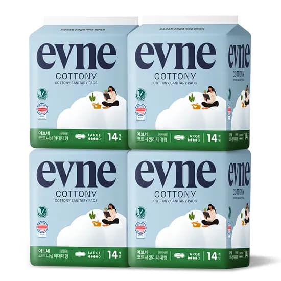 이브네 코트니 생리대, 대형, 14매입, 4팩