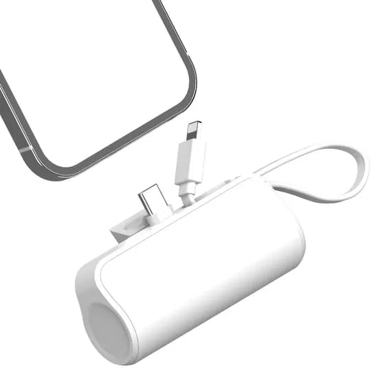 프리미엄 5000mAh 2웨이 보조배터리 C타입 단자 8핀 케이블 화이트 1개