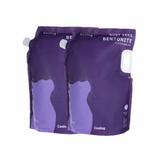 쿠잉 먼지없는 고양이모래, 퍼플, 벤토나이트, 8kg, 2개