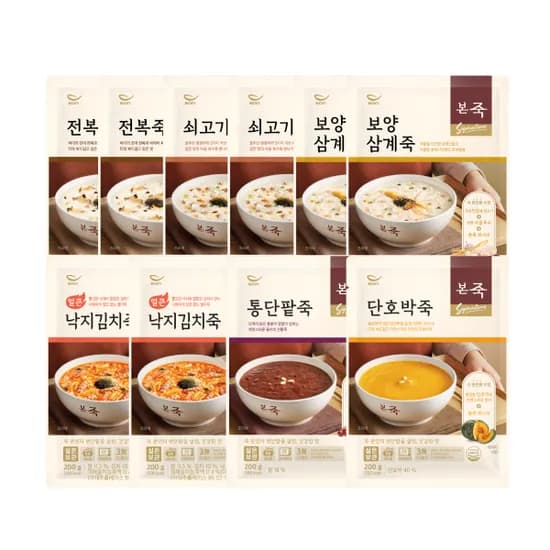 본죽 죽 200g 6종 10팩, 1세트