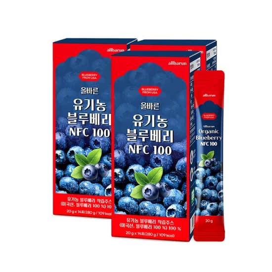 올바른 유기농 블루베리 NFC 100 20g 14포 3박스