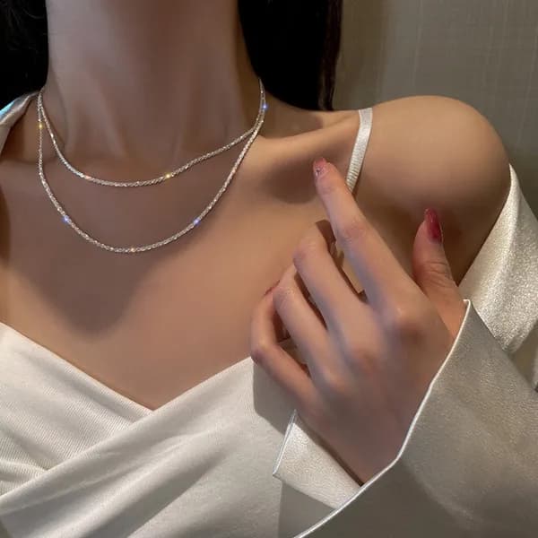 S925 스파클링 체인 스크류 목걸이 보통줄 1개