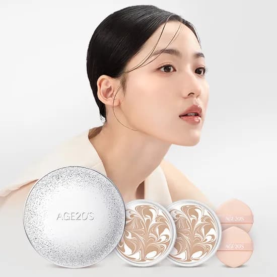 에이지투웨니스 에센스 커버 팩트 뉴 오리지널 스파클 에디션, 화이트 케이스, 1개 + 리필, 21호 핑크라떼, 2개