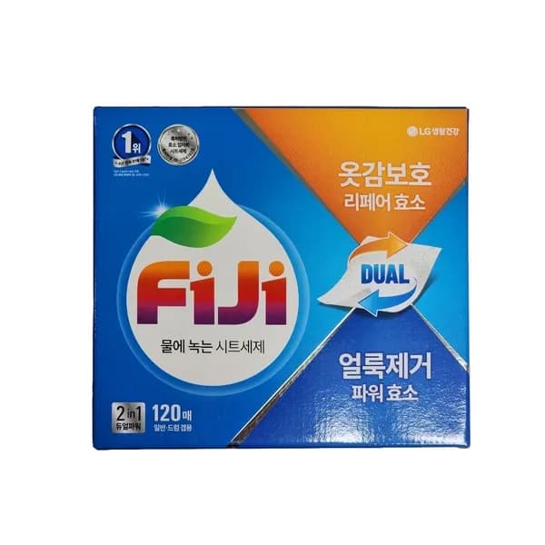 LG생활건강 피지 파워업 녹는 시트 듀얼 에이 세탁세제 드럼 일반 겸용 120매 1개