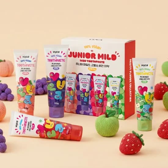 뷰카 주니어 마일드 고불소 비건 치약, 프루티믹스, 110g, 4개입, 1박스