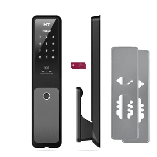 현대HT 지문인식 도어락 + 보강판, TDL-P1102F, 보강판 실버, 1세트