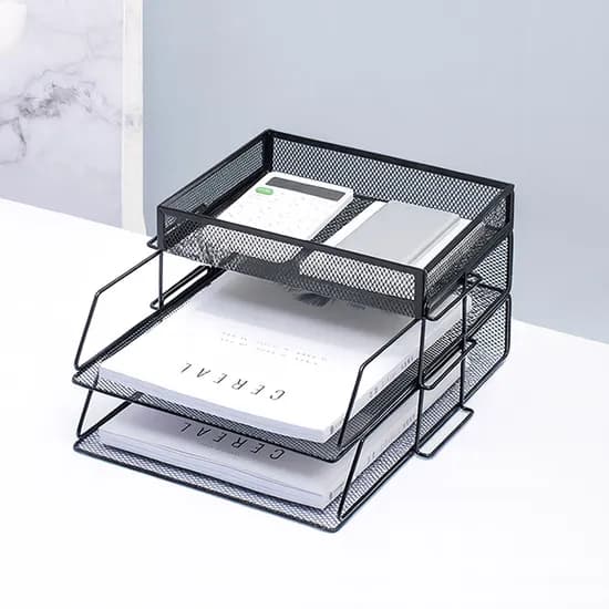 3단 책상 정리함, 블랙, 1개