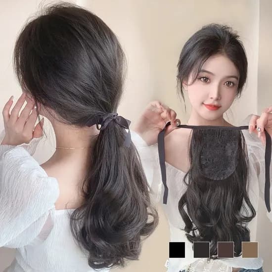 똥머리 당고머리 집게핀 부분 가발, 흑갈색, 1개