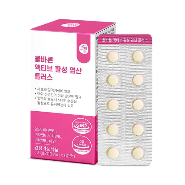 올바른 액티브 활성 엽산 플러스 60정 1박스