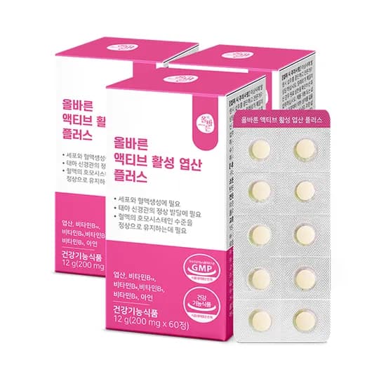 올바른 액티브 활성 엽산 플러스 60정 3박스