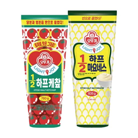 오뚜기 LIGHT&JOY 1/2하프케찹, 760g, 1개 + 1/2하프마요네스, 835g, 1개, 1세트