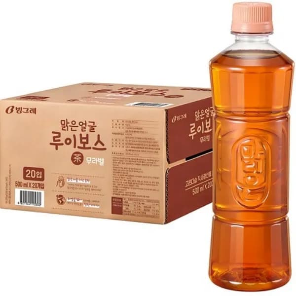빙그레 맑은얼굴 루이보스차 무라벨 500ml 20개
