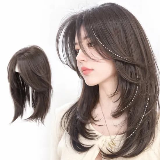 빵빵한 정수리 여신 가발, 내추럴블랙, 1개