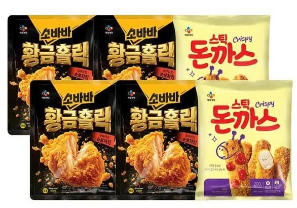 소바바 황금홀릭 순살치킨 240g x4개 + 스틱돈까스 200g (18,980원 / 무료)