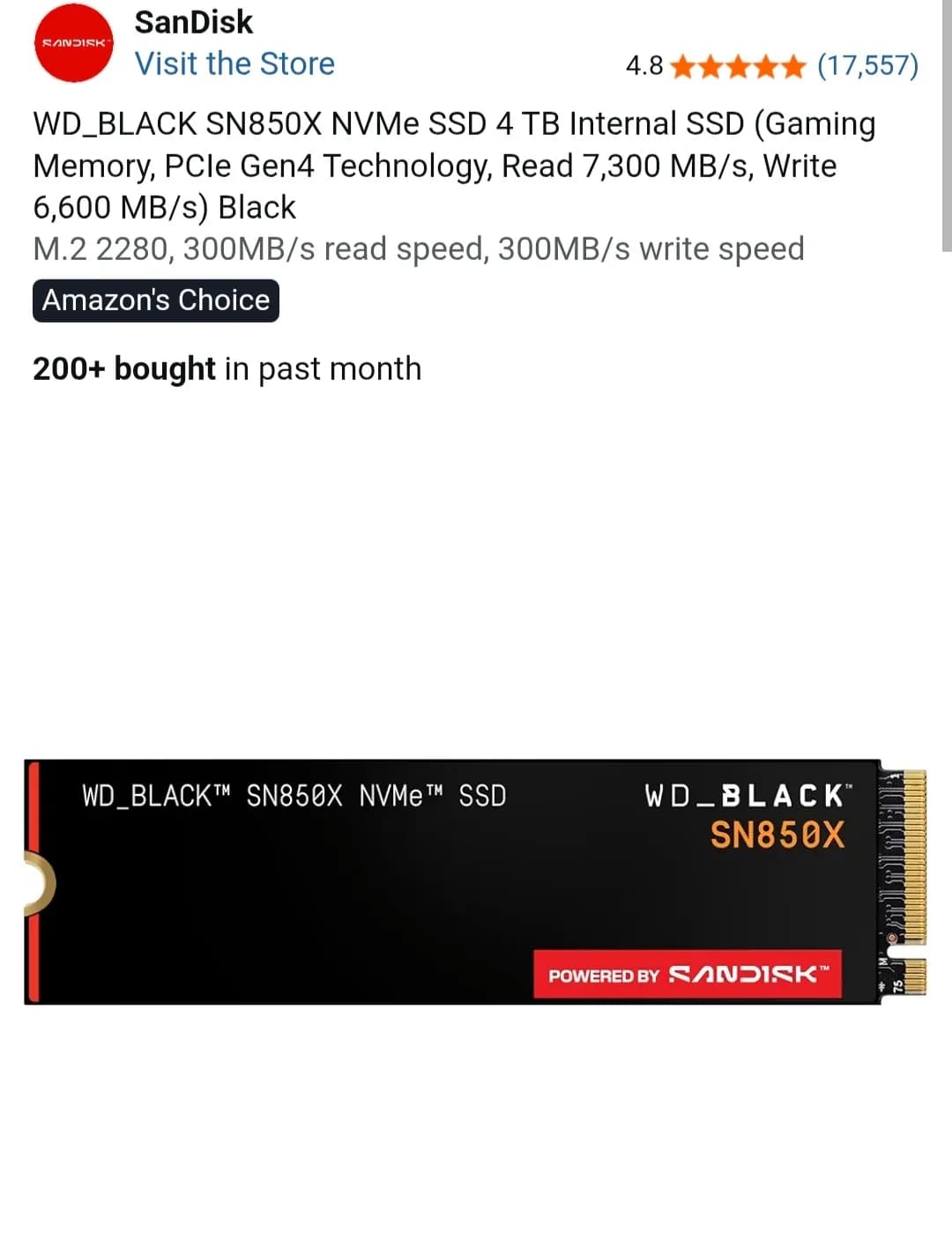 WD_BLACK SN850X NVMe SSD 4 TB (629,391원 / 119,591원)