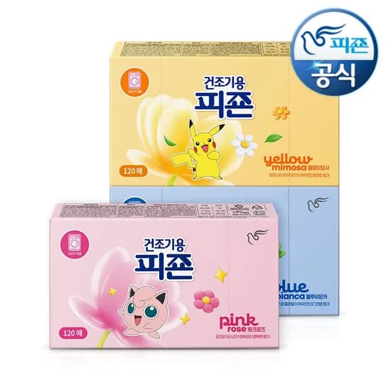 건조기용 피죤 드라이시트 오리지널 포켓몬 에디션 120매+120매 (10,246원 / 무료)