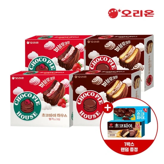 초코파이 하우스 초코 12P X 2 + 딸기 12P X 2 + 레트로 초코파이 2개 (임박상품) (9,340원/무료)
