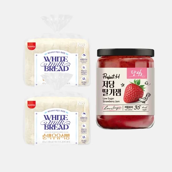 순백우유식빵, 420g, 2봉 + 저당 딸기잼, 220g, 1병 (9,900원/무료)