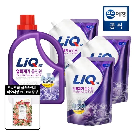 리큐 얼룩제거 올인원 세탁세제 2.7L 1개 2.1L 3개 200ml 유연제