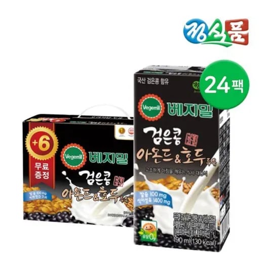 베지밀 검은콩 아몬드호두 두유 190ml 24팩