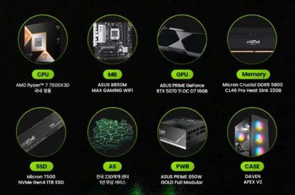 7800X3D 9800X3D 5070Ti 조립pc 완본체 2종