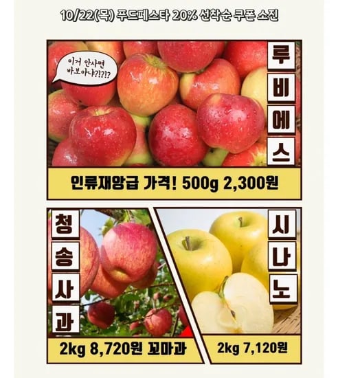 루비에스 사과 500g 1팩 혼합