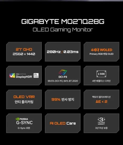 GIGABYTE MO27Q28G WOLED 280