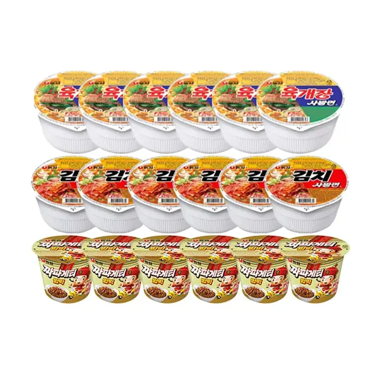 농심 육개장사발면 86g 6개 김치사발면 86g 6개 짜파게티범벅 70g 6개