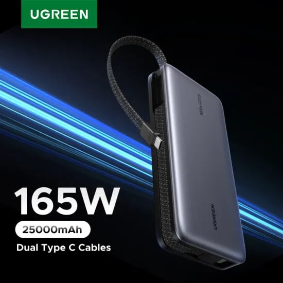 유그린 듀얼 케이블 내장 165W 25000mAh 보조배터리