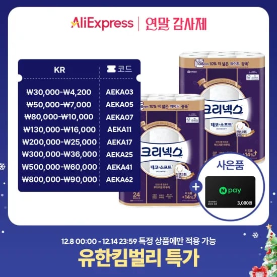 크리넥스 데코&소프트 와이드 33M 24롤 2팩