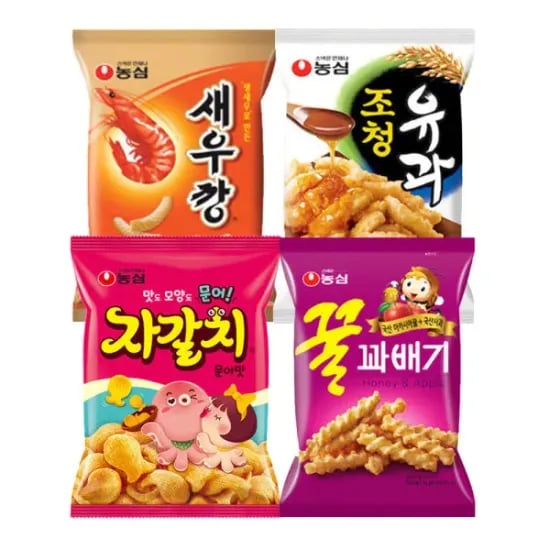 새우깡 4봉 조청유과 4봉 꿀꽈배기 4봉 자갈치 4봉